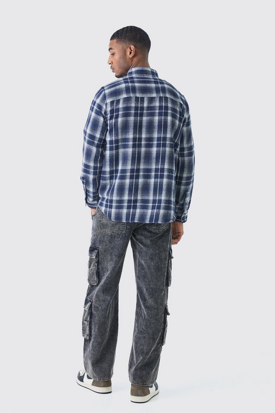 Tall langärmliges kariertes Overshirt