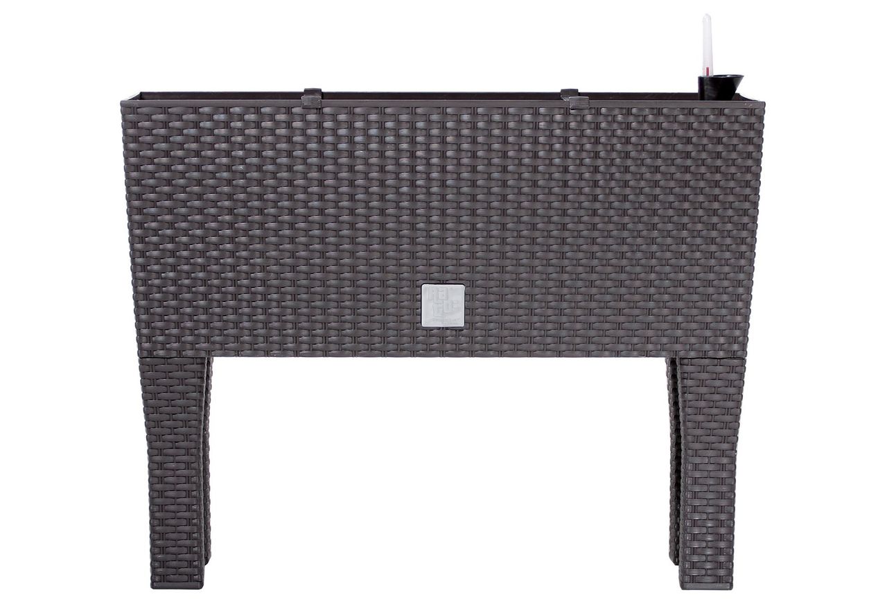Powertec Garden XXL Pflanzkasten in Rattanoptik, ca. 72 Liter - Dunkelbraun, 2er Set
