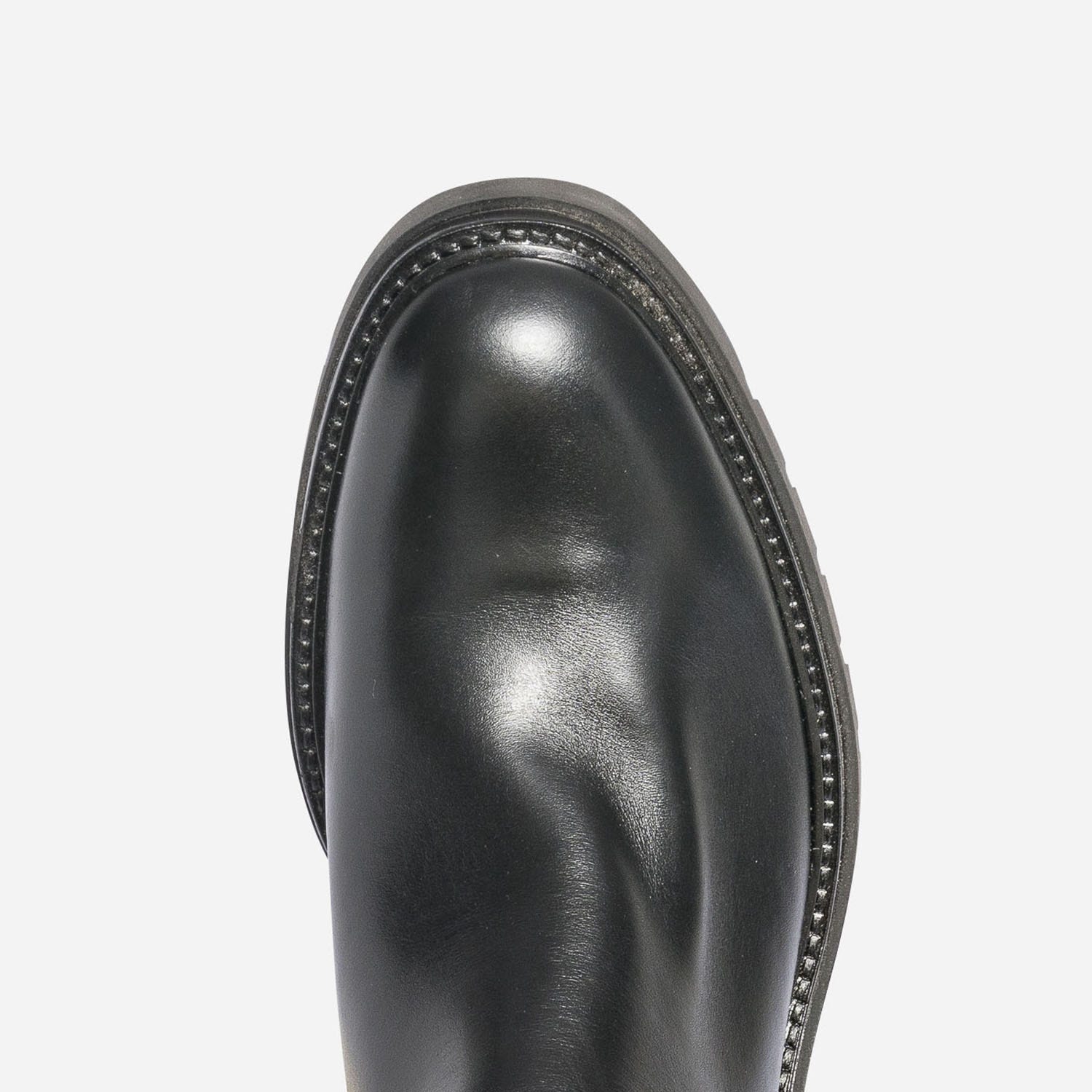 Botte TEXTO noire en cuir avec élastiques côtés