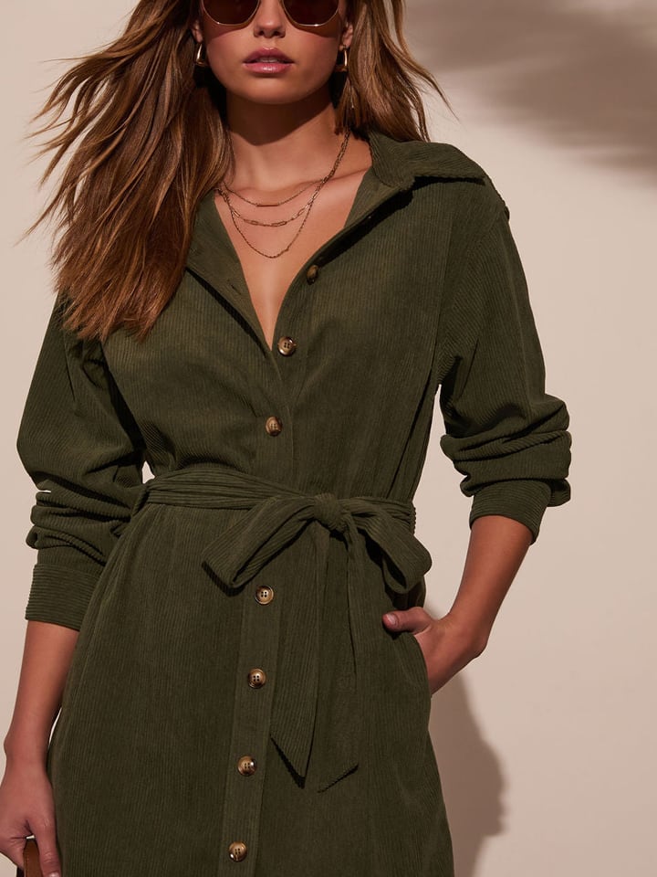 Milan Kiss Cordkleid in Khaki günstig kaufen