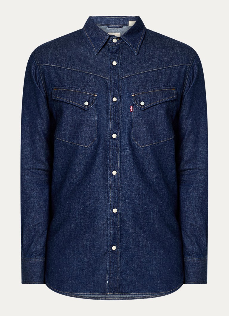 Sobretudo jeans Levi's Longhorn de corte regular com bolsos no peito.