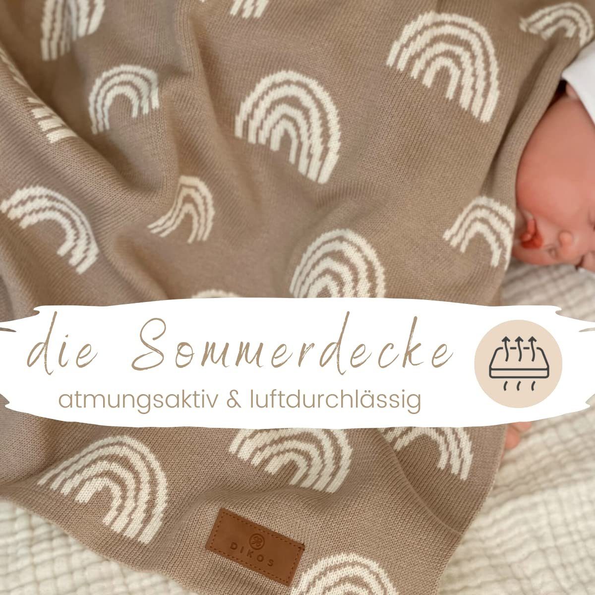 Babydecke DIKOS® Babydecke Baumwolle – Regenbögen – 100 % Bio Baumwolle, DIKOS, PREMIUM Qualität atmungsaktiv, nachhaltig, plastikfrei, kuschelweich