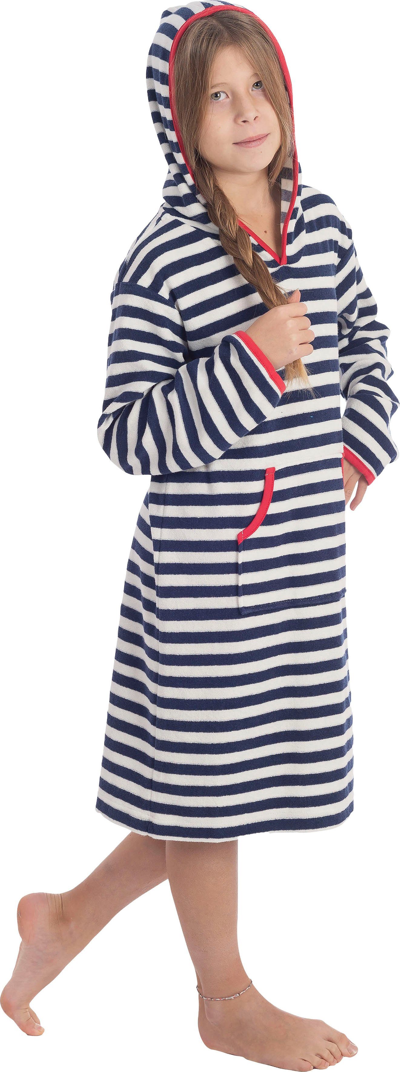 Wewo fashion Kinderbademantel 8017, Kurzform, Leichtfrottee, Kapuze, ohne, für Mädchen & Jungen, Badekleid, mit Kapuze & Känguru-Tasche