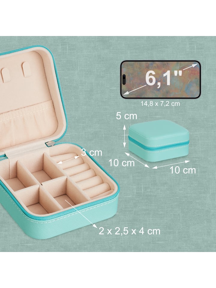 relaxdays Schmuckkästchen in Türkis - (B)10 x (H)5 x (T)10 cm günstig kaufen onesize