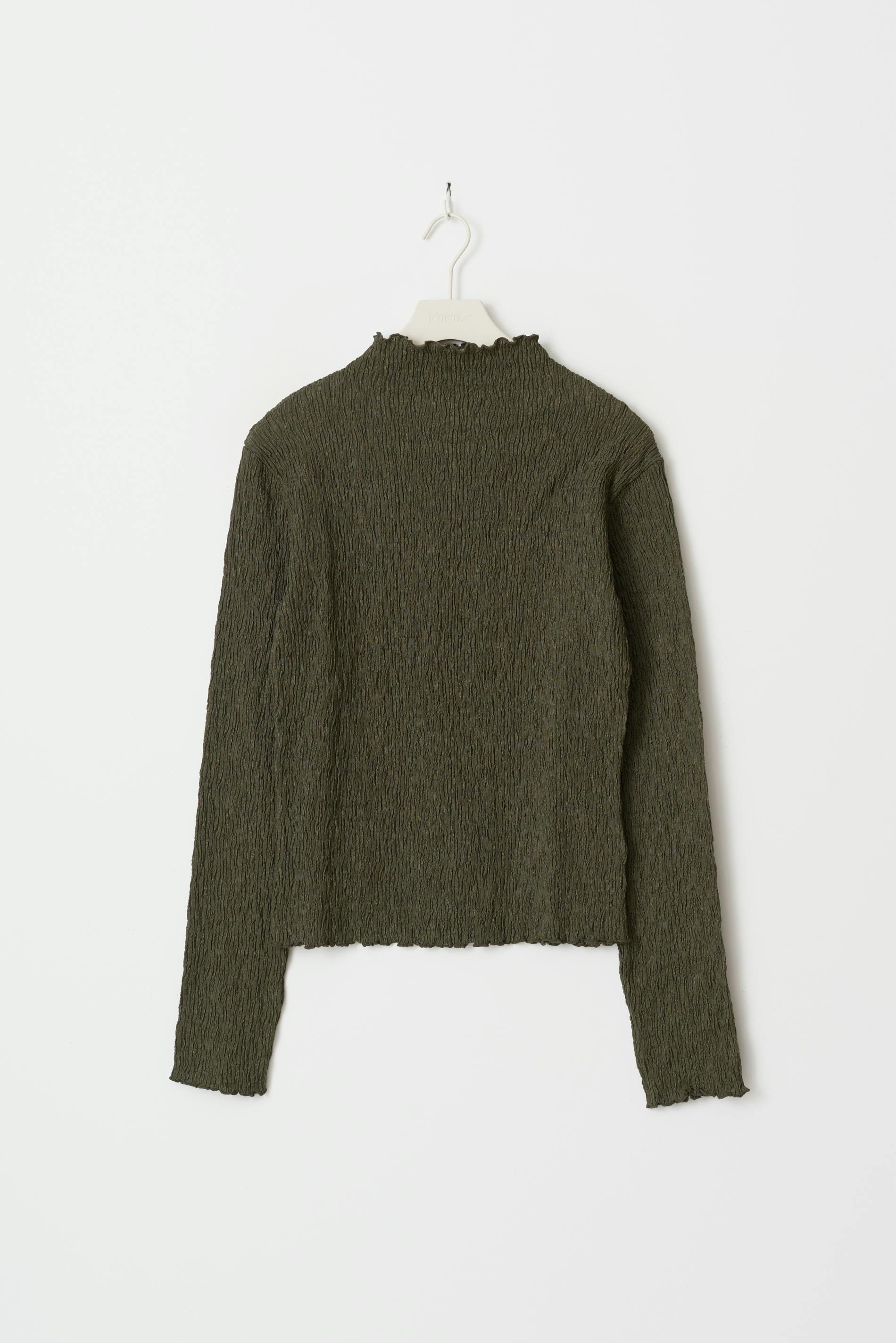 Textured funnel neck top