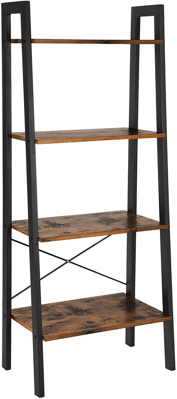 Vasagle 4 Ebenen Bücherregal, vintage, schwarz 56 x 136,8 x 34 cm