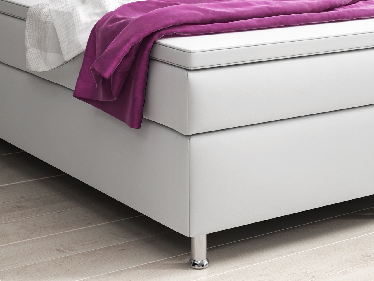 IHG Boxspringbett Turin 180x200 cm Kunstleder Weiß