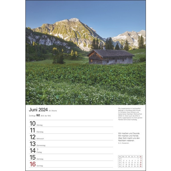 BERGE WOCHENPLANER 2024 - Kalender