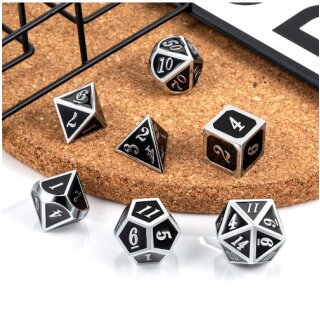Metal & Enamel Dice Set Shift Green & Silver (7)