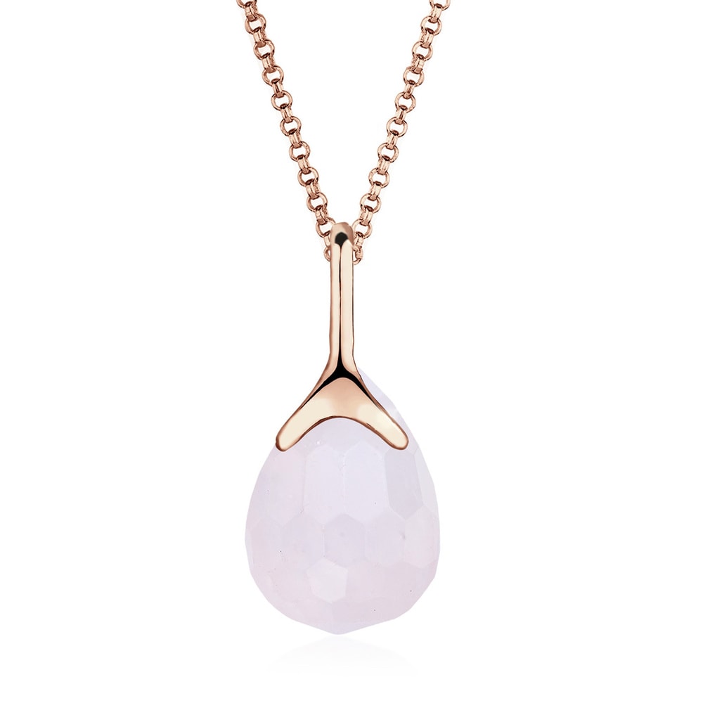 Elli Elli Collier Zart Tropfen Rosenquarz 925 Silber rosé vergoldet collier