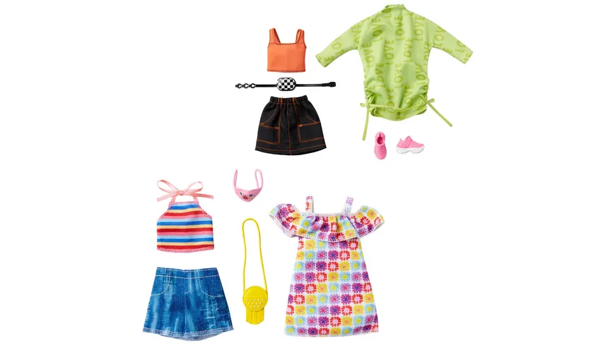 Barbie Moden 2 Outfits und 2 Accessoires für die Barbie Puppe, 1 Stück, sortiert