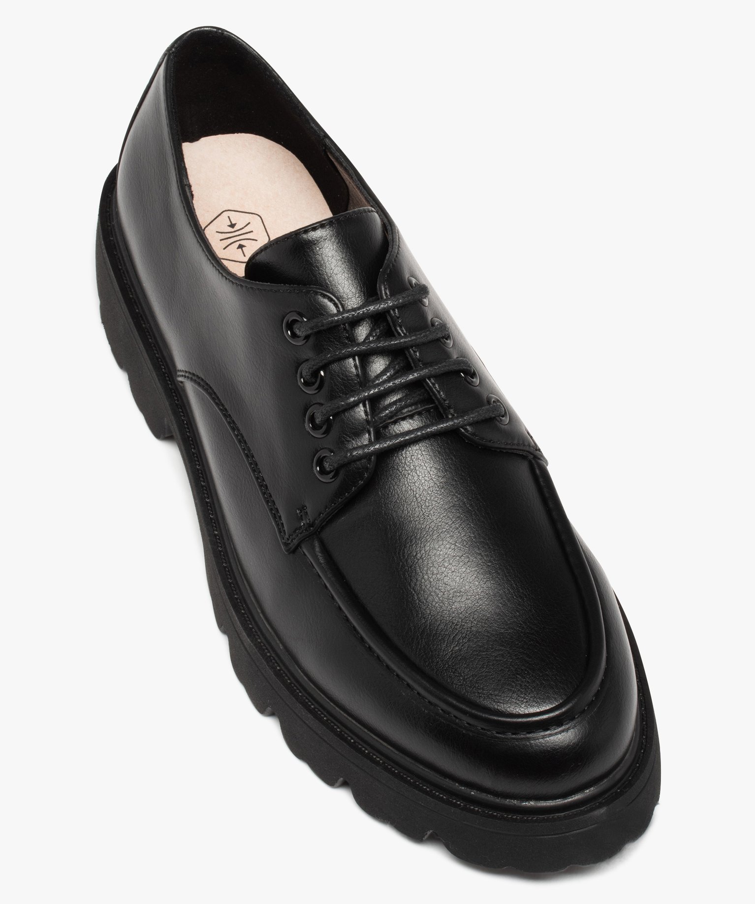 Derbies femme style rock à semelle épaisse et crantée noir | GEMO