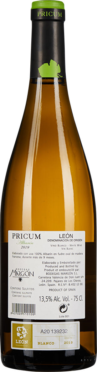 Bodegas Margón Pricum Albarín Tierra de León 2019