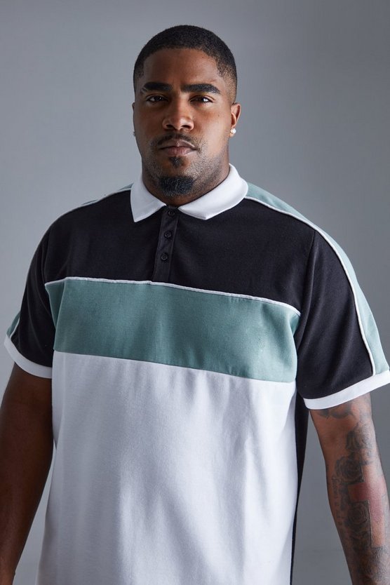 Plus Slim-Fit Colorblock Poloshirt