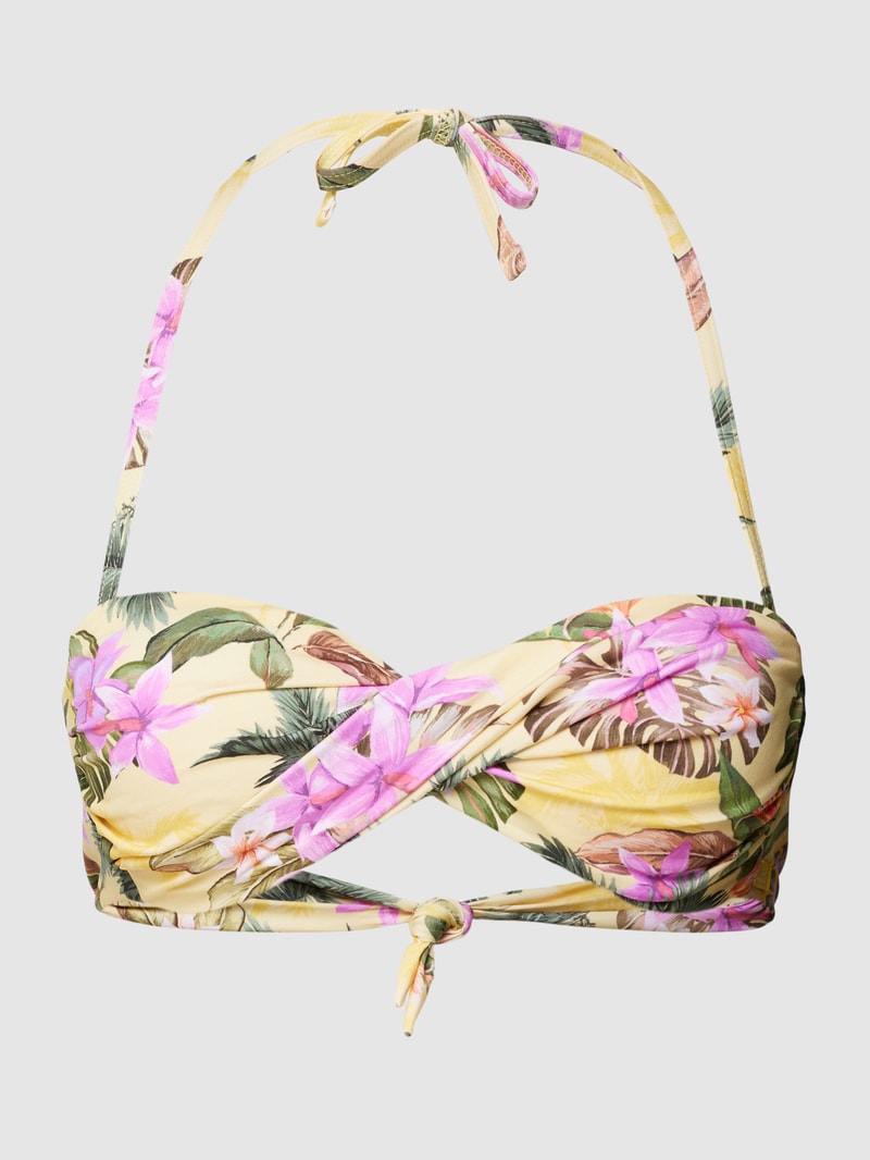 Bikini-Oberteil mit floralem Muster Modell 'BORO' in hellgelb