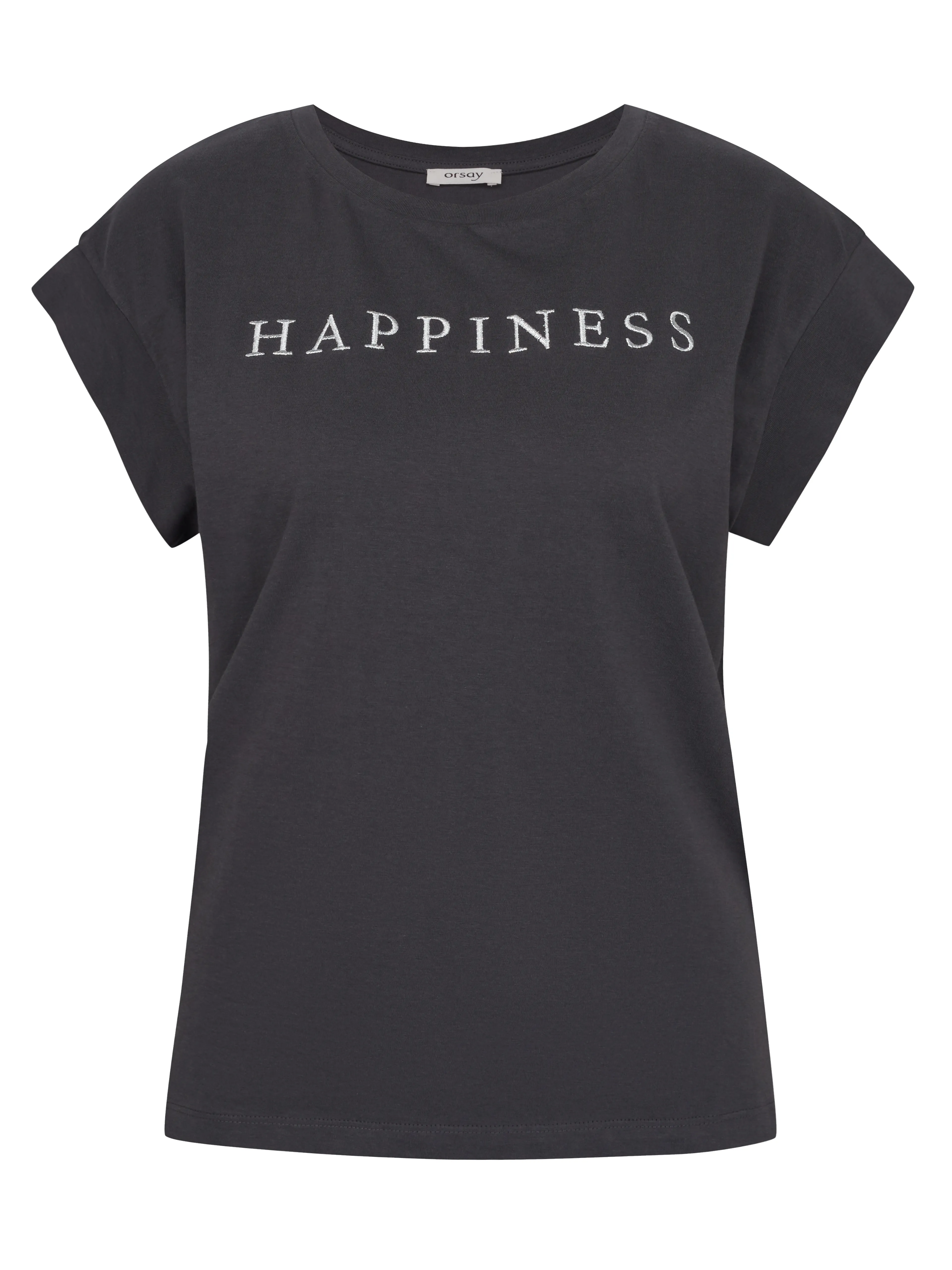 Dunkelgraues Damen-T-Shirt mit kurzen Ärmeln ORSAY