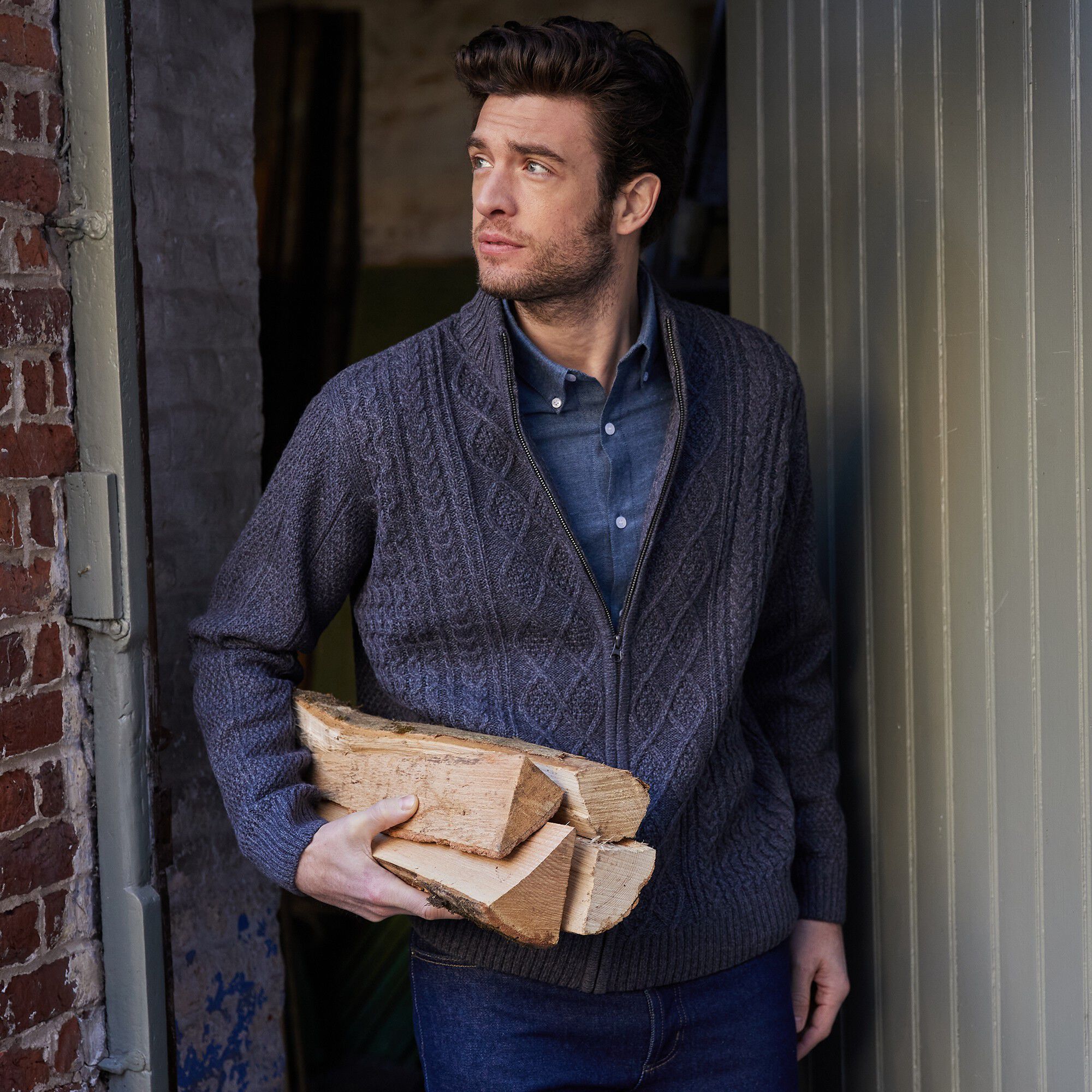 Gilet zippé maille irlandaise
