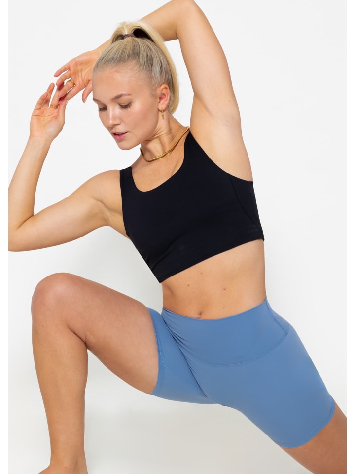 SASSYCLASSY Sport BH mit breiten Trägern und Rückenausschnitt in Schwarz günstig kaufen