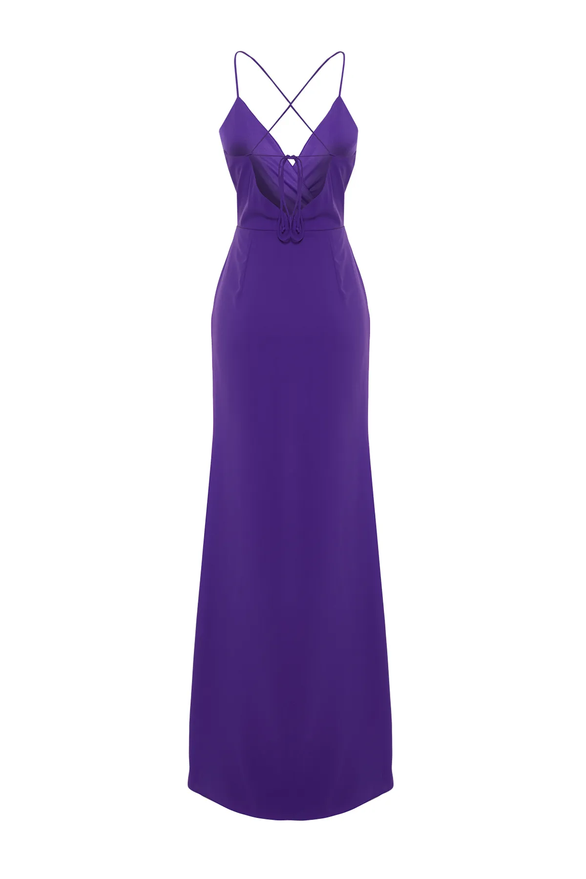 Trendyol Collection  Langes Abendkleid mit lila Paspelierung auf der Rückseite TPRSS22AE0012