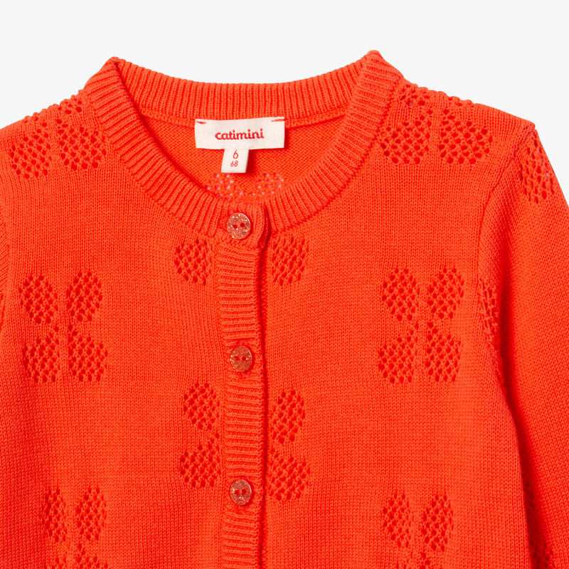 Cardigan bébé fille ajouré orange Catimini
