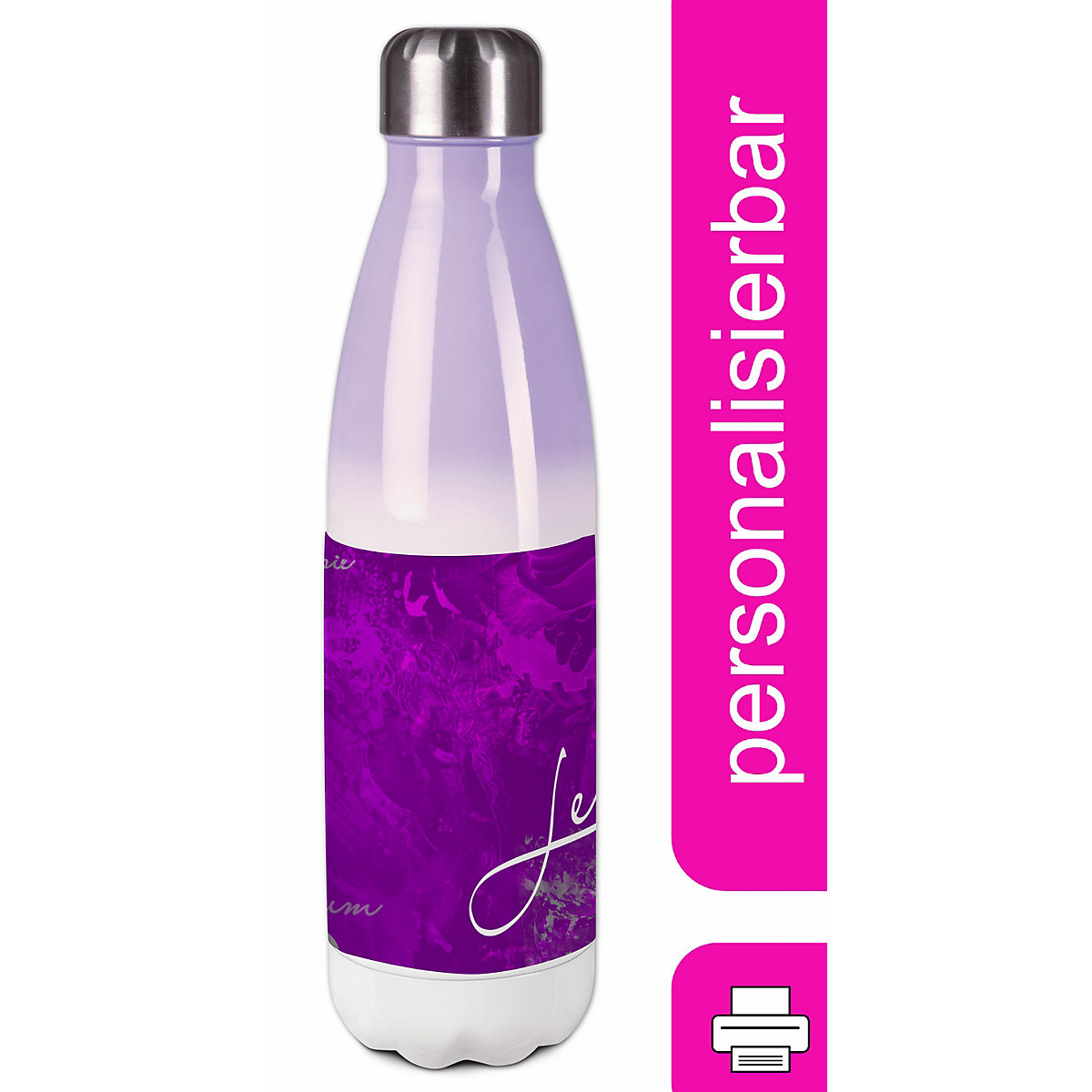 Edelstahl Kinder Thermoflasche / Trinkflasche bunt Traum Farbe lila Spülmaschinenfest, Auslaufsicher, Bruchfest, Doppelwandig, Für Heißgetränke geeignet, Mit Deckel, Isoliert