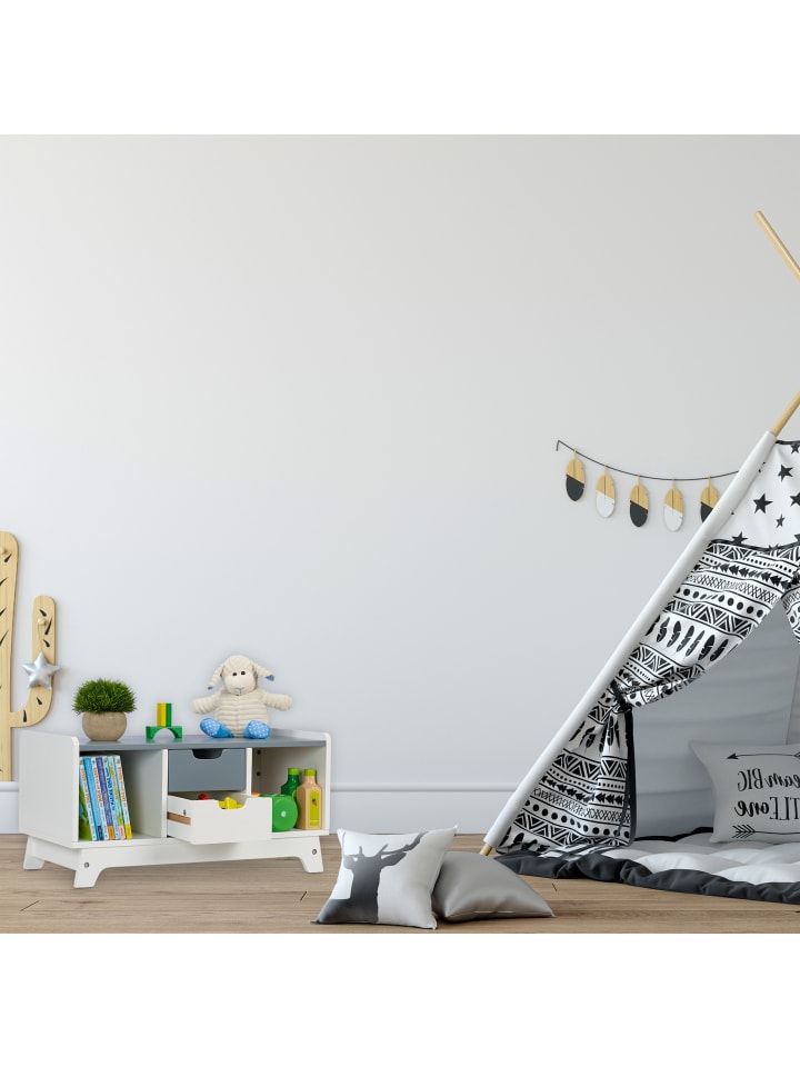 relaxdays Kinderregal in Weiß/ Grau - (B)60 x (H)30 x (T)30 cm günstig kaufen onesize