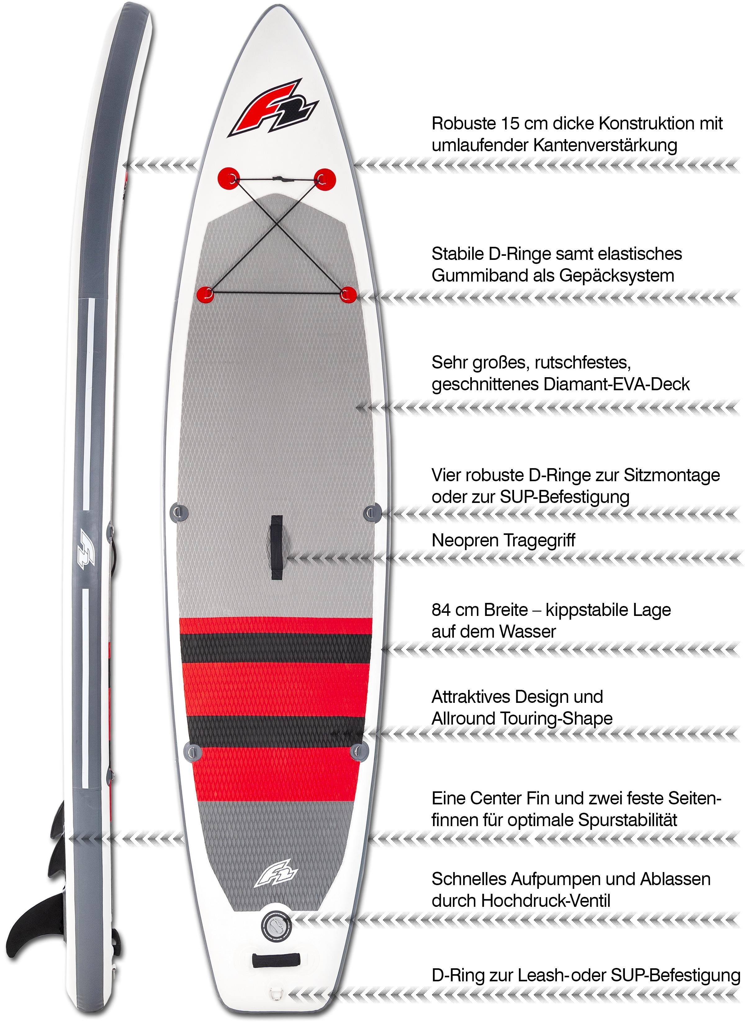 F2 Inflatable SUP-Board Union, (Set, 5 tlg., mit Paddel, Pumpe und Transportrucksack)