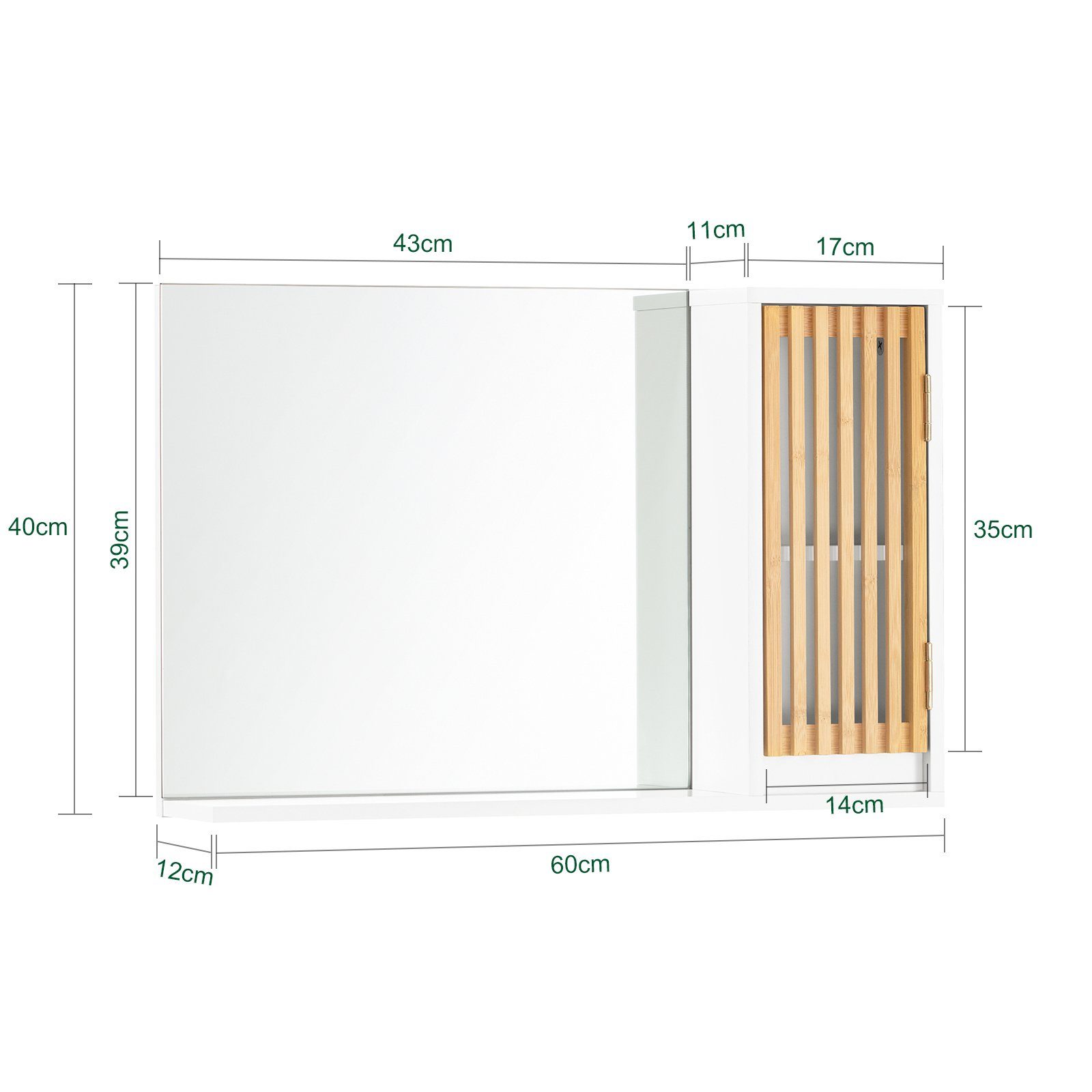 SoBuy Badezimmerspiegelschrank BZR128 Spiegelschrank Spiegel Wandschrank Badschrank Wandspiegel Badspiegel