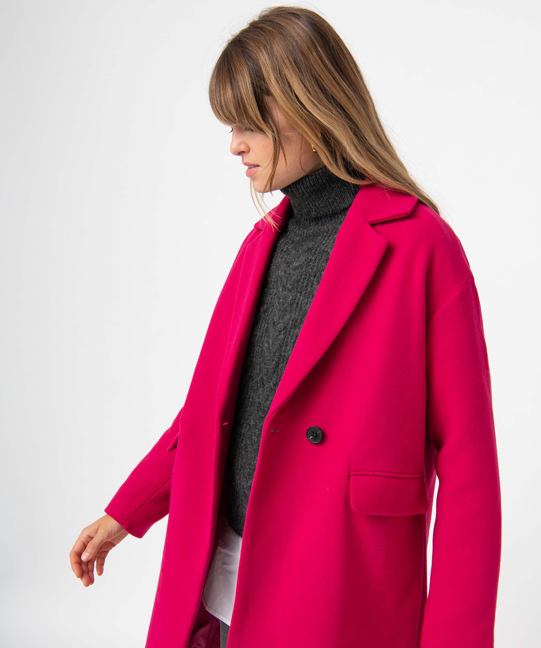 Manteau femme fermeture croisée fermeture boutons rose | GEMO