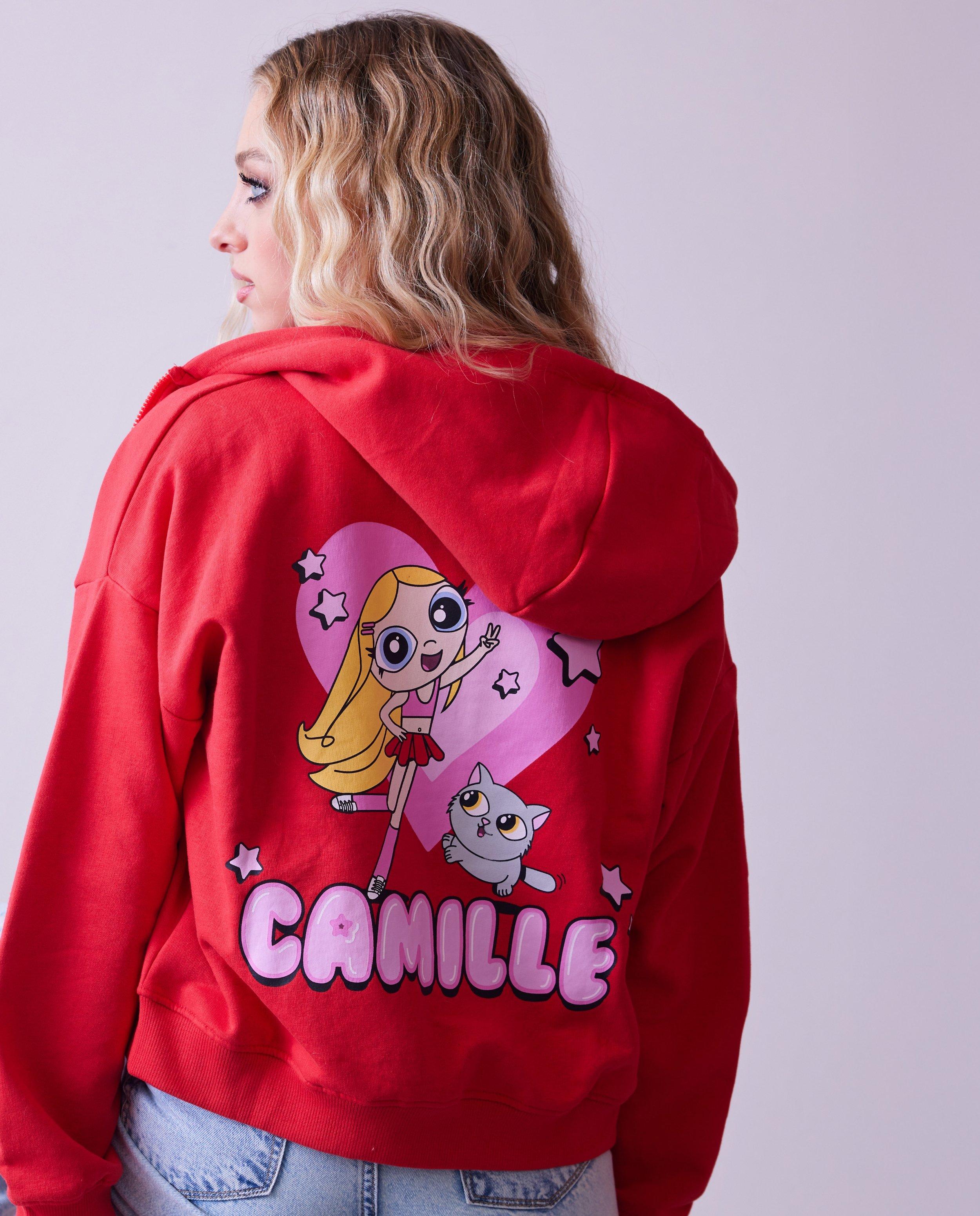 CAMILLE pulóver hátul mintával, 4-14 éveseknek, piros