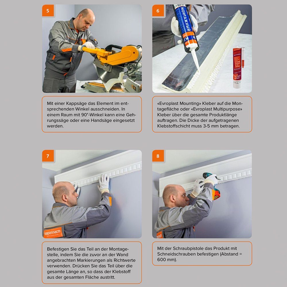 Licht-Trend Stuckleiste Dekor-Profil M Stuckleiste 1,2 m indirekt Wand oder Decke