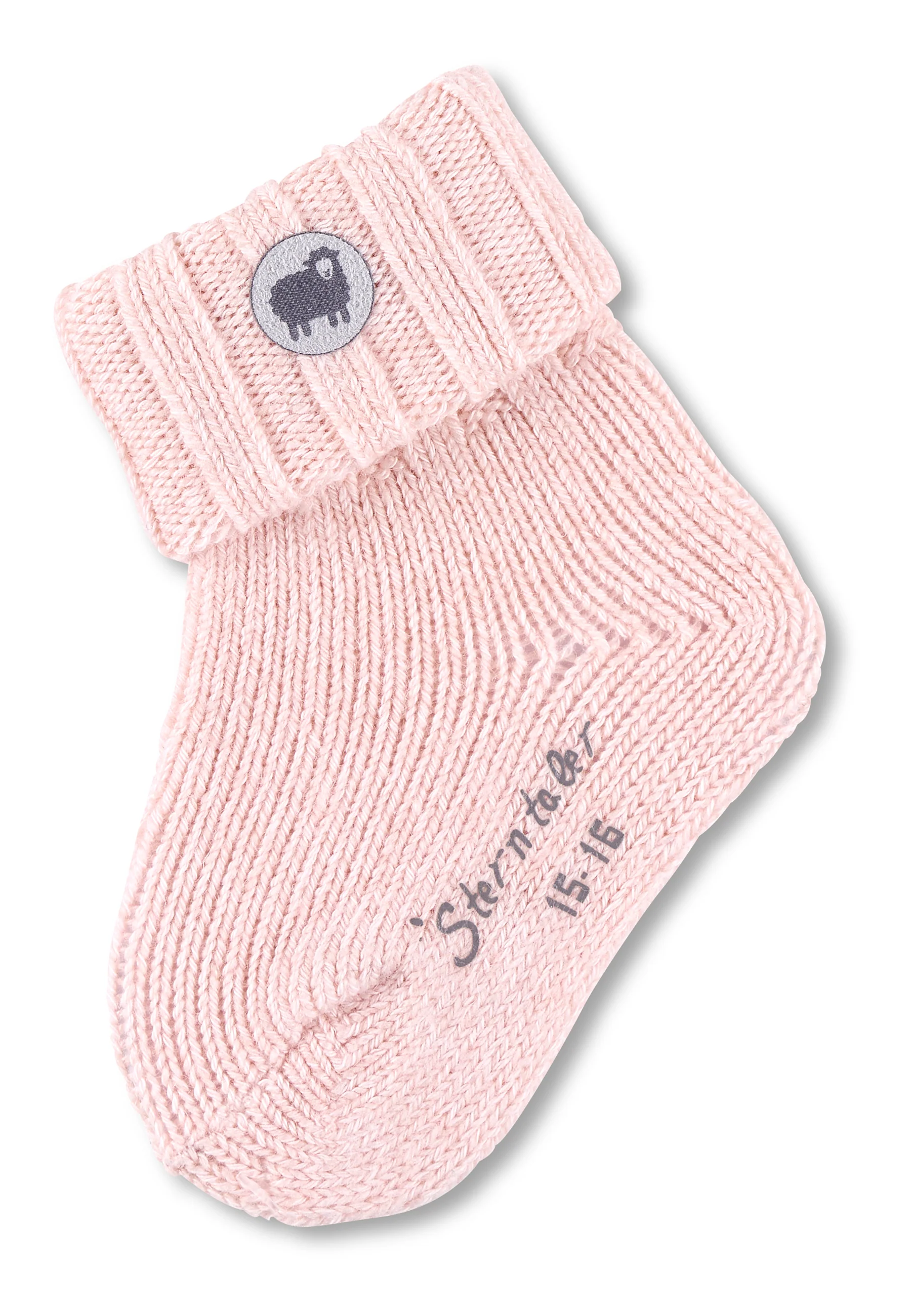 Babysocken uni, mit Wolle und Applikation Schaf