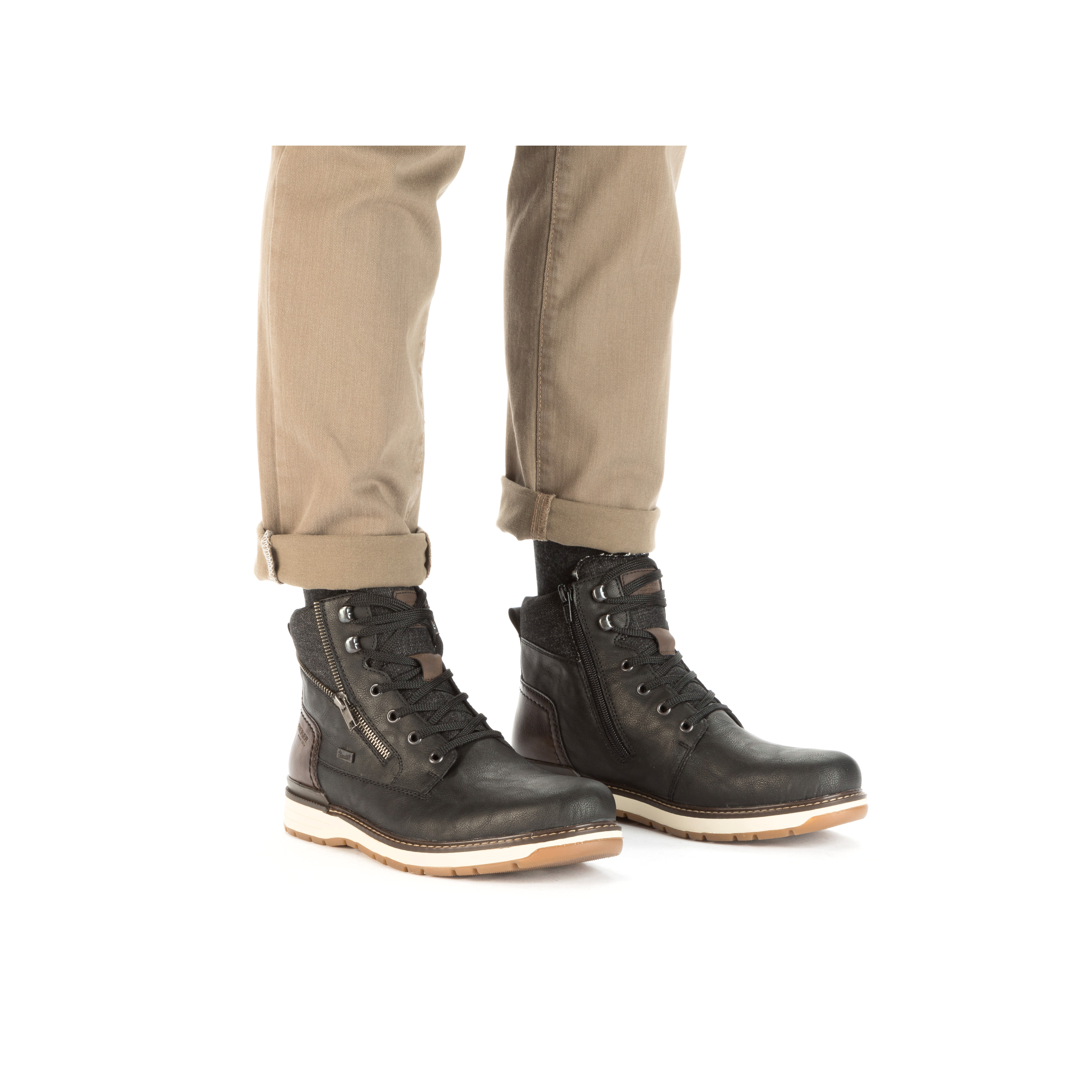 Rieker Herren Schnürstiefel nachtschwarz