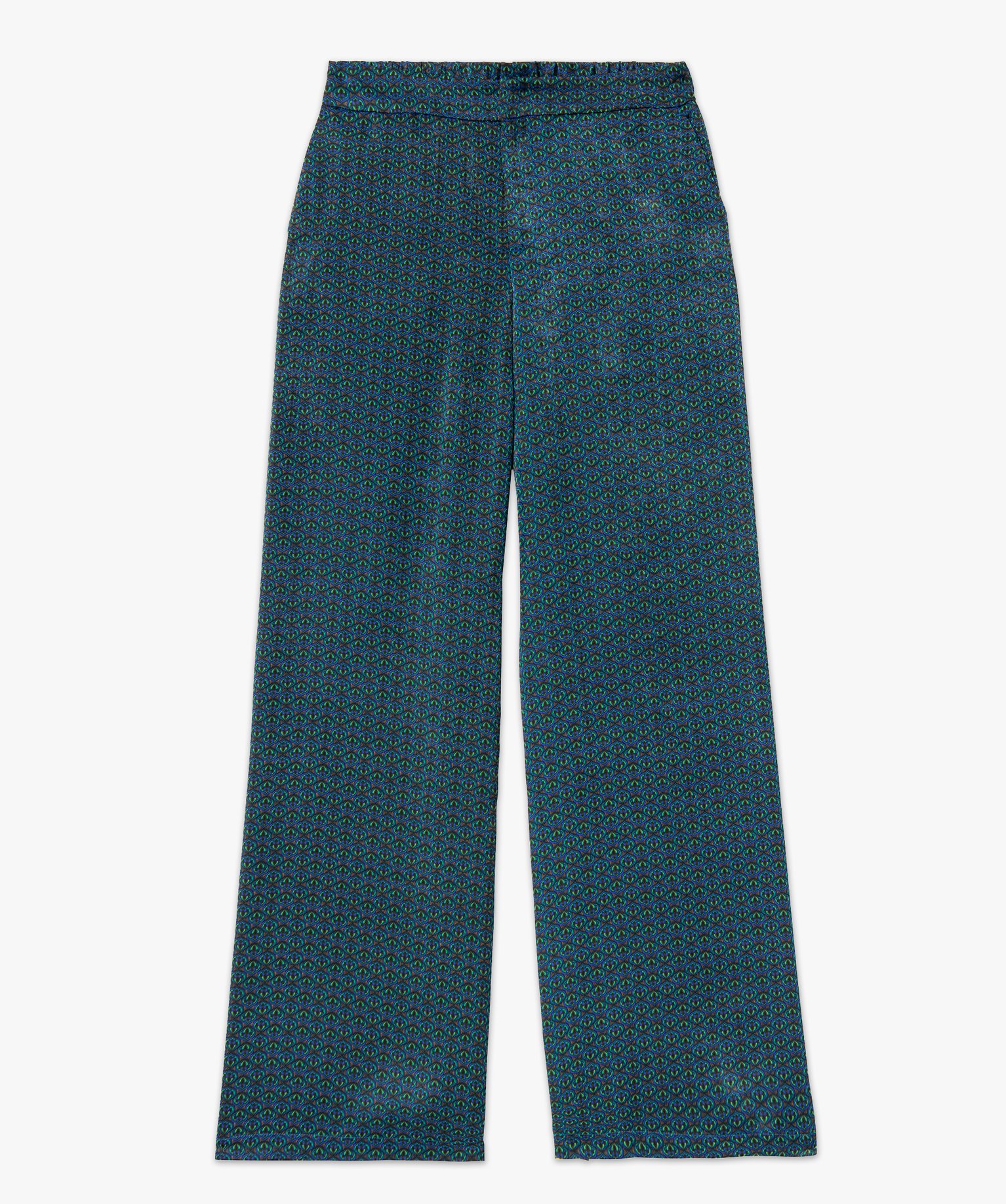 Pantalon large en satin fluide imprimé femme imprime | GEMO