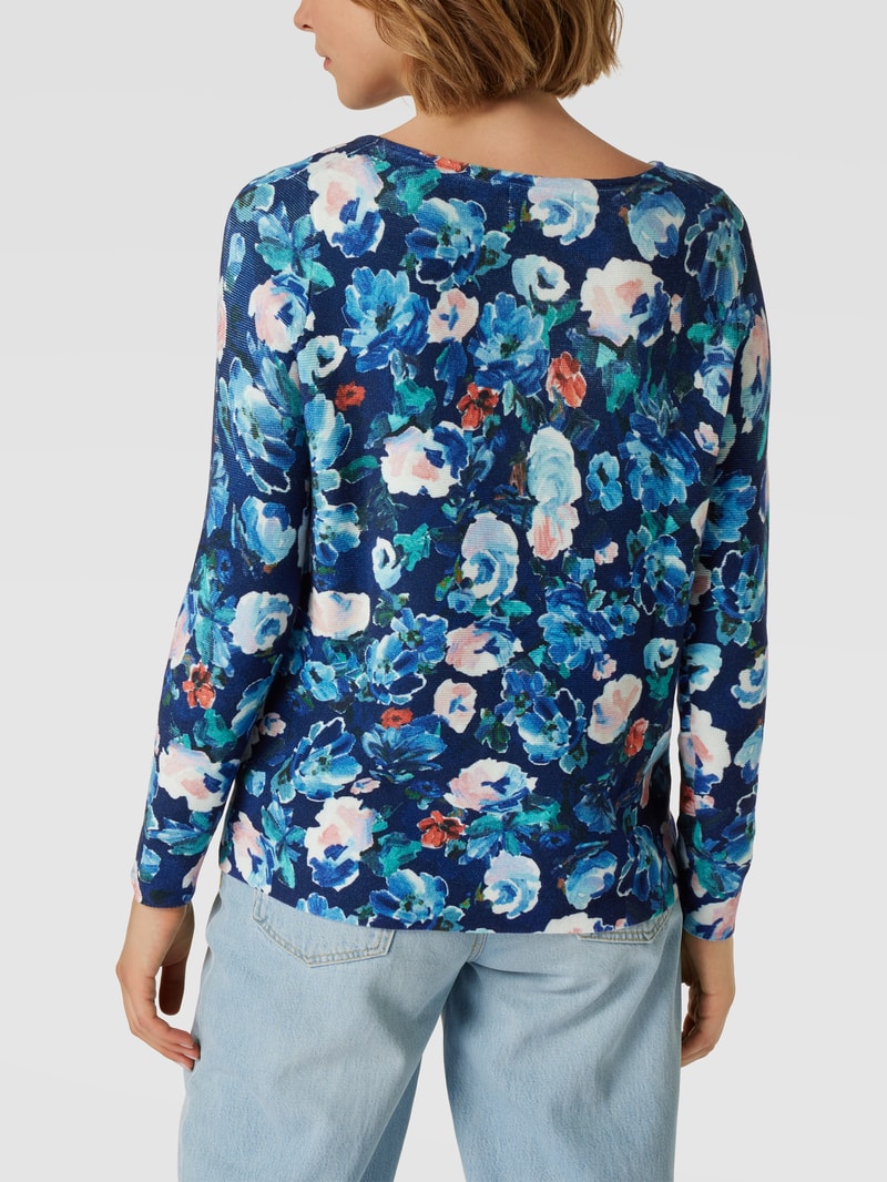 Sweatshirt mit floralem Allover-Muster in dunkelblau
