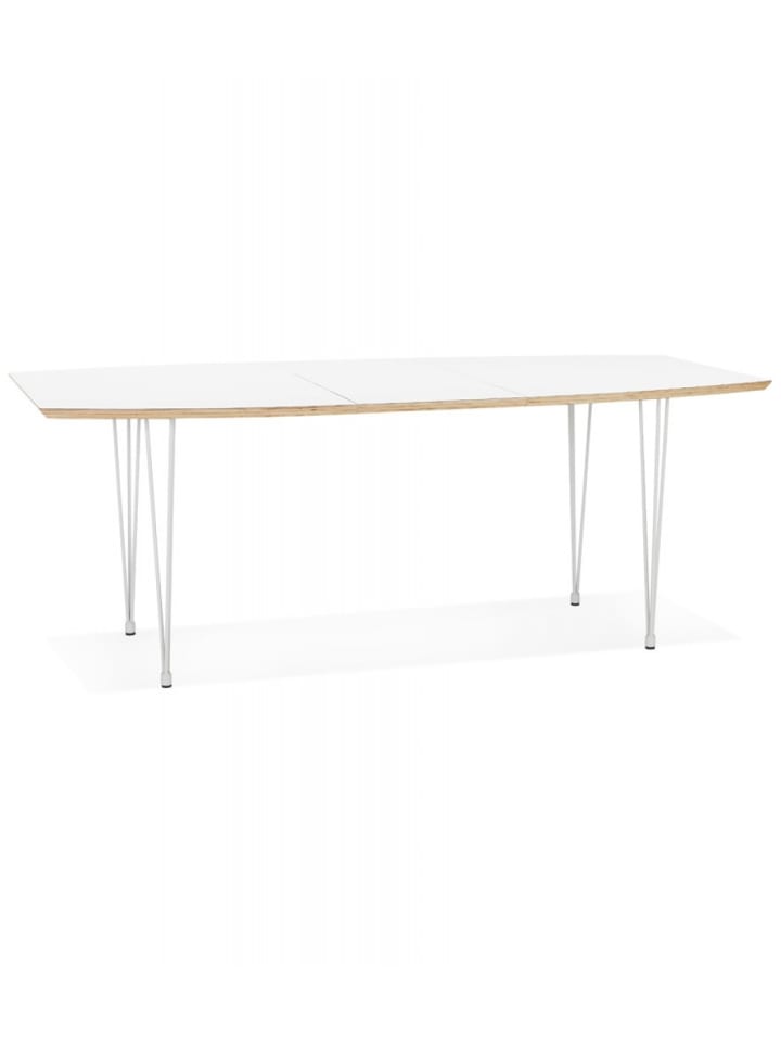 KADIMA DESIGN Ausziehbarer Esstisch aus Holz mit Metallbeinen | Moderner Stil in Weiß-Beige günstig kaufen onesize