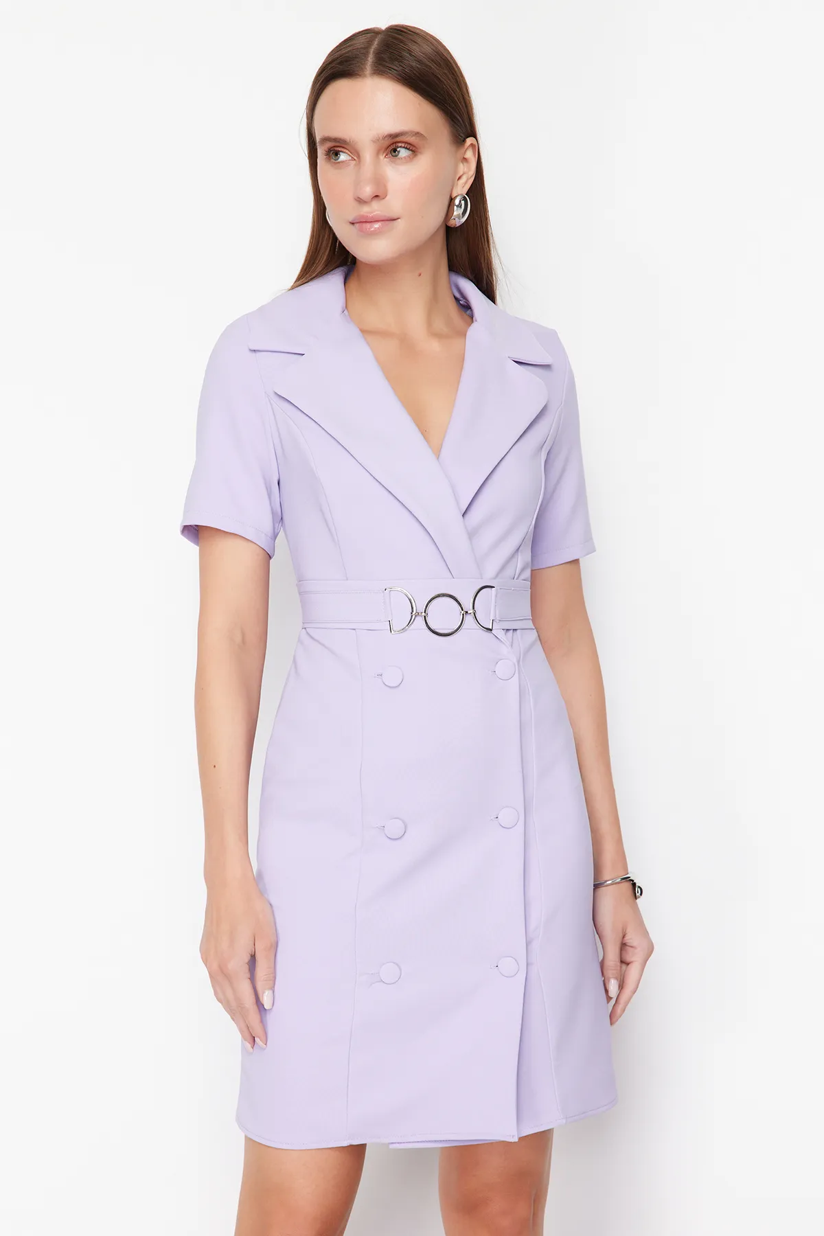 Trendyol Collection  Lila gewebtes Midikleid TWOSS22EL2251