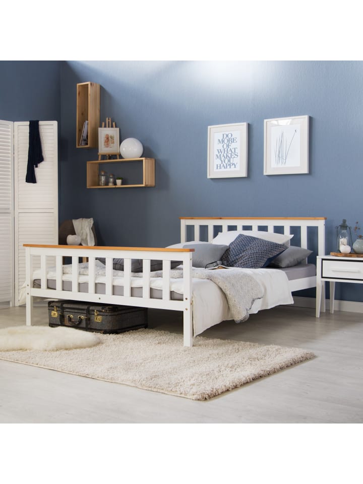 Homestyle4u Holzbett 140x200 in Weiß günstig kaufen 140 x 200 cm