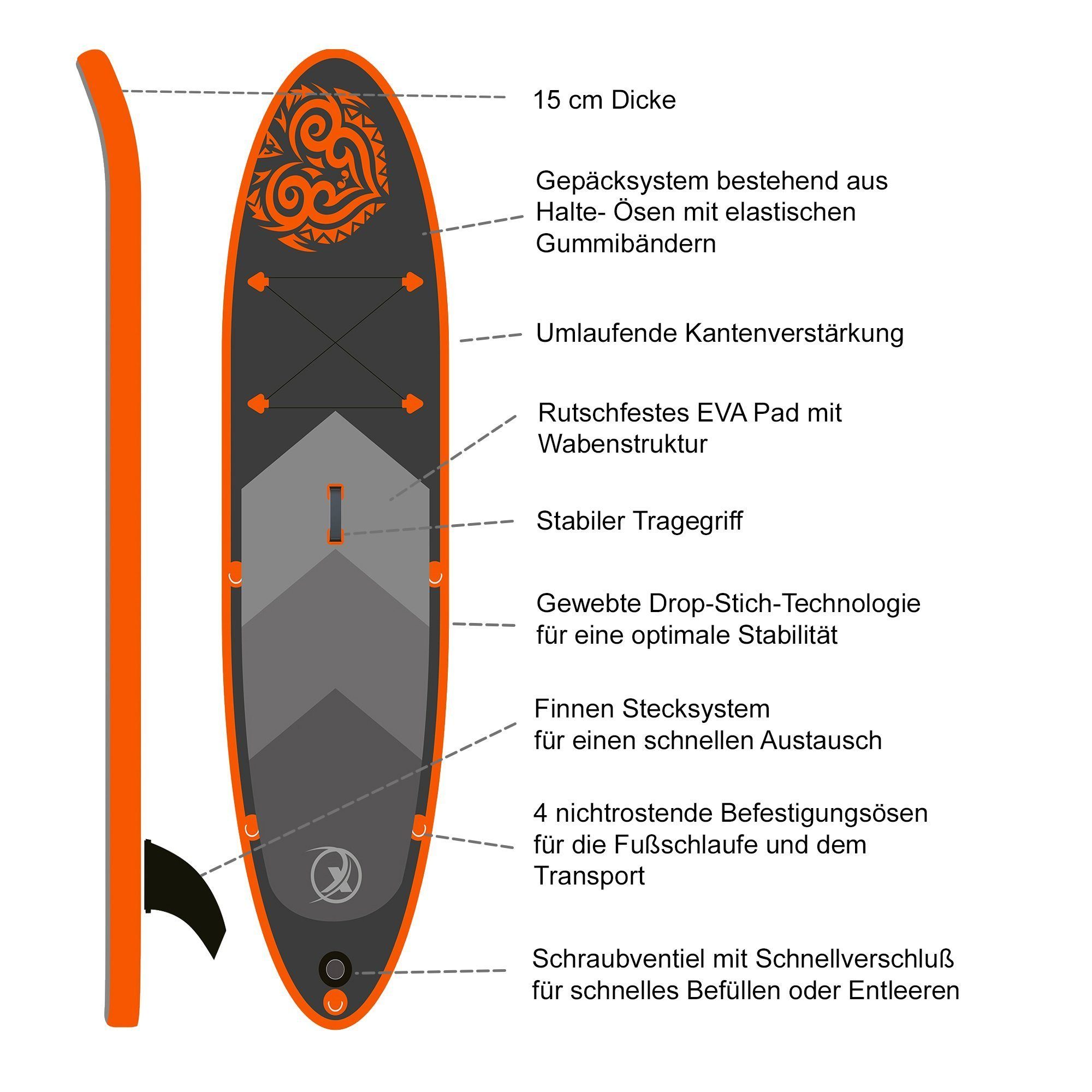 NEMAXX PB 300 SUP-Paddel, (Set), Allrounder, Standfest, Langlebig