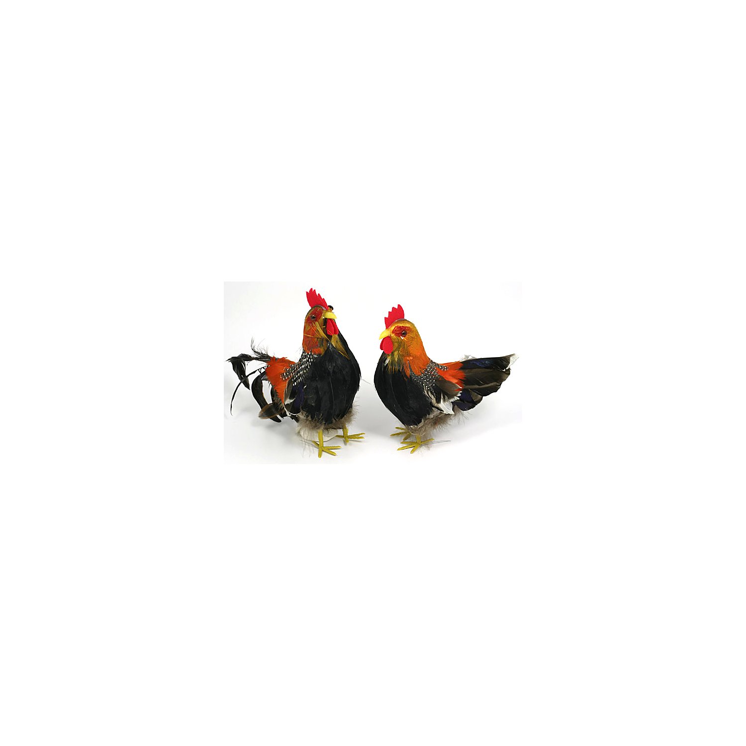 Federhahn und -huhn, 17 cm und 18 cm, 2 Stück