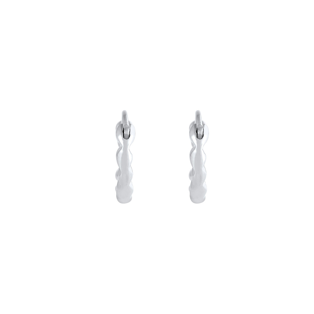 Elli Elli Boucles d'Oreilles Mini créoles dames structurées de base en argent sterling Boucles d'oreilles