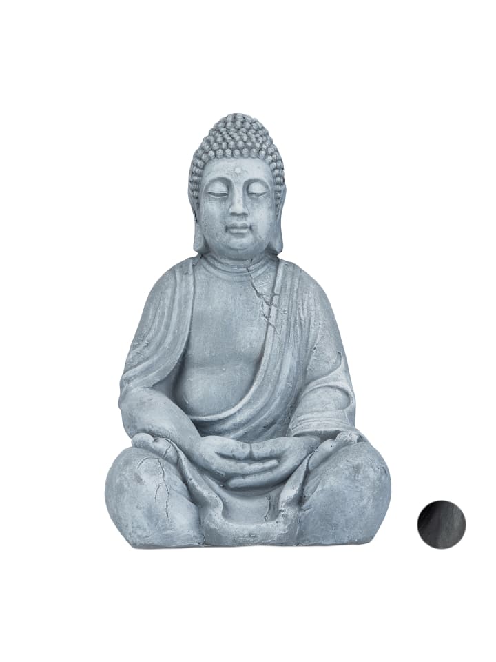 relaxdays Buddha Figur in Hellgrau - (H)50 cm günstig kaufen onesize