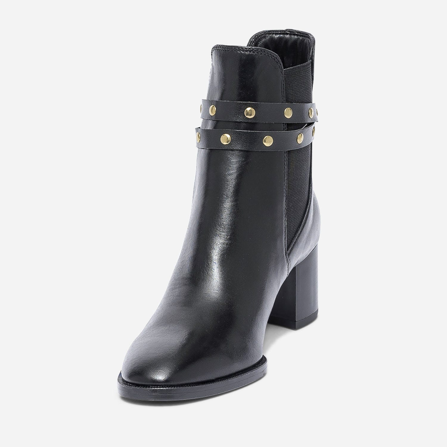 Chelsea boots noir en cuir éco-conçu à brides cloutées