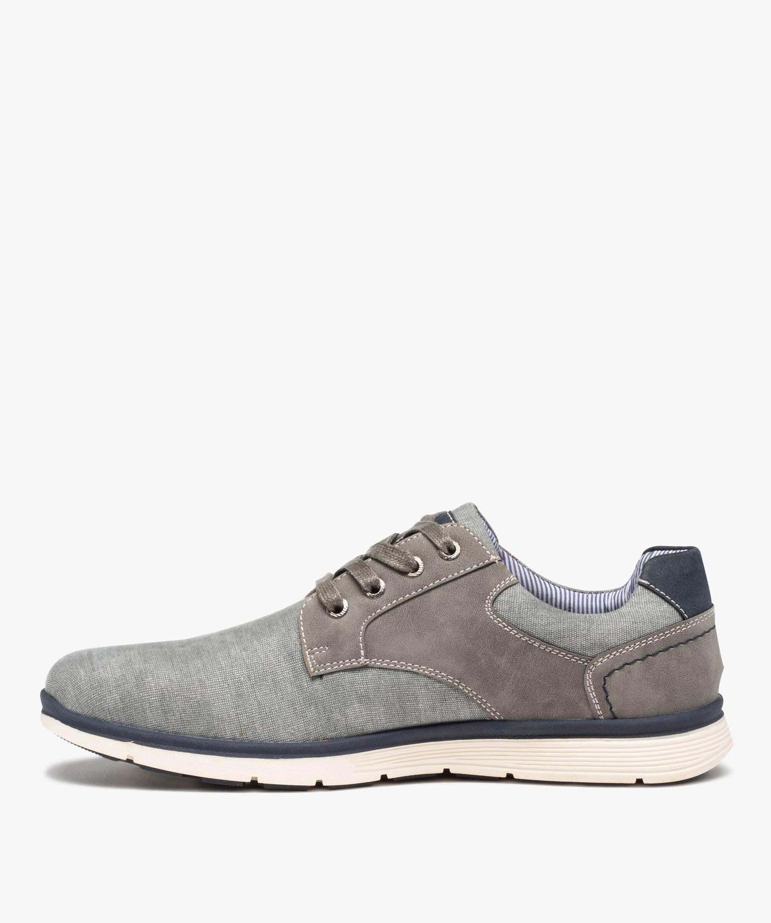Derbies homme dessus toile style sportswear gris | GEMO