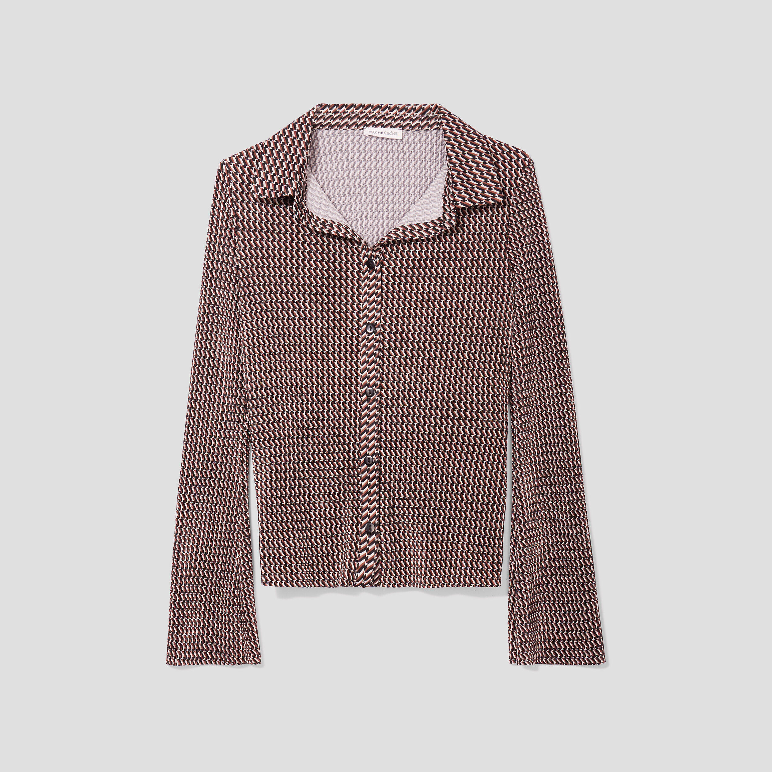 T-shirt manches longues marron femme | Cache Cache