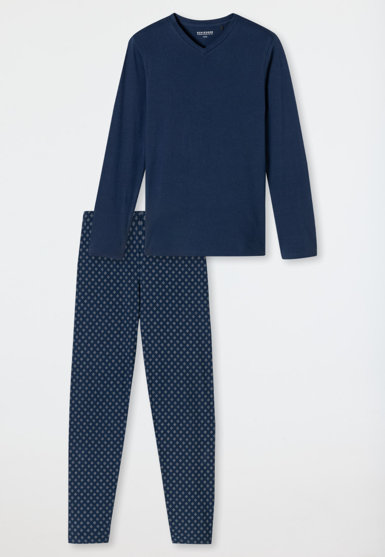 Schlafanzug lang V-Ausschnitt admiral - Casual Essentials