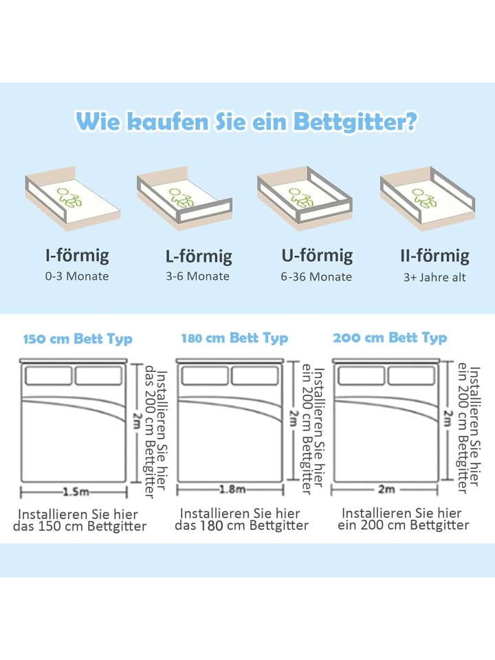 COSTWAY Bettgitter in Grau günstig kaufen onesize
