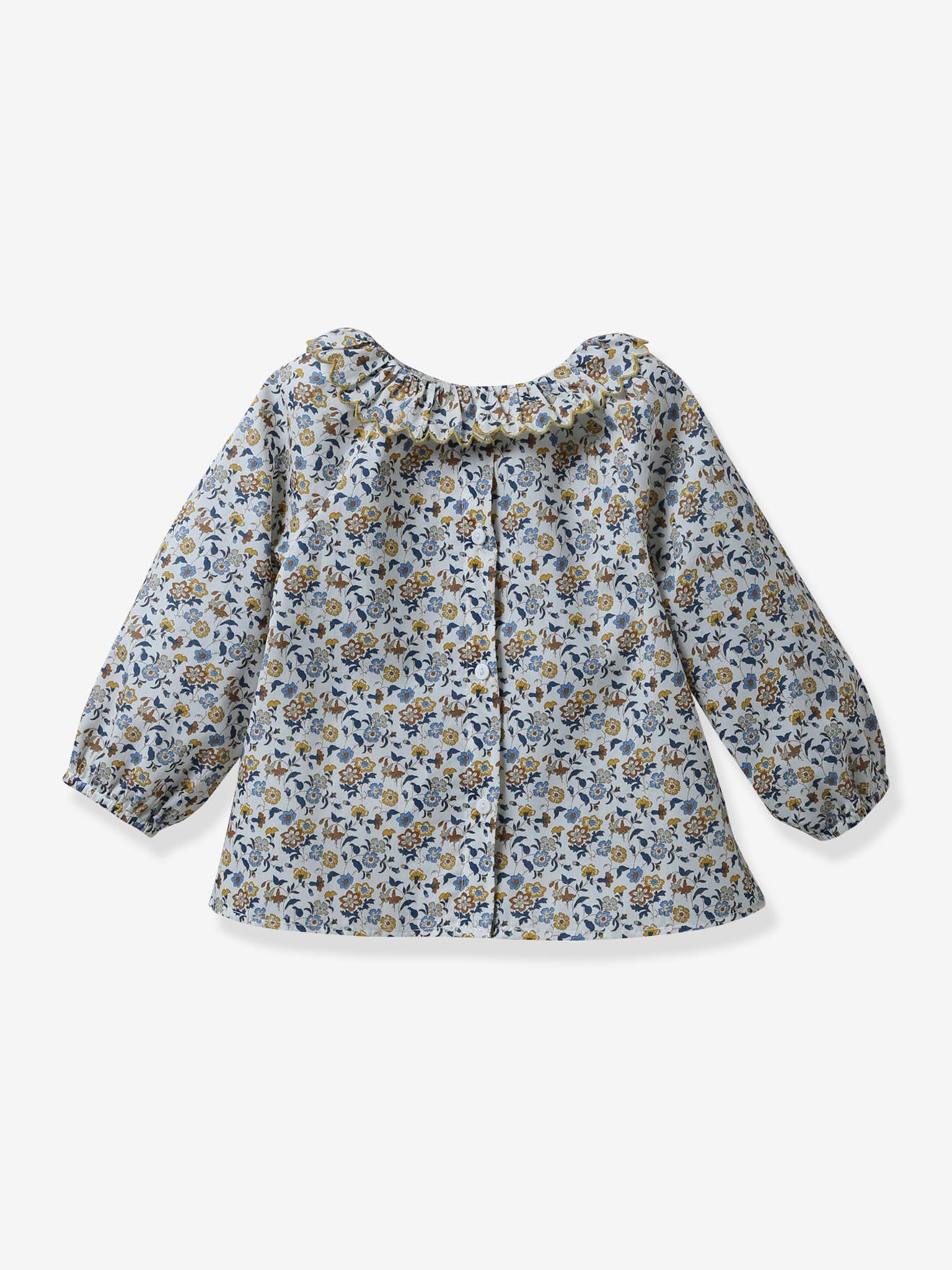 Blouse Bébé en tissu Liberty Aisha CYRILLUS bleu imprimé