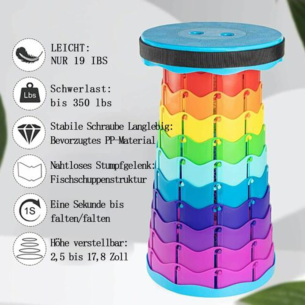 flowgoer Klappstuhl Tragbarer Teleskophocker - Stabil, höhenverstellbar, leicht, Einzigartiges Design mit Schnallen für einfache Bedienung.