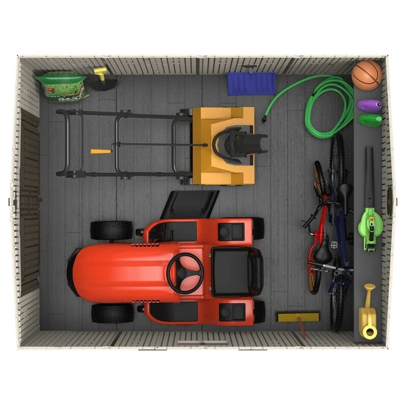 8' wide x 12.5' deep plastic storage shed